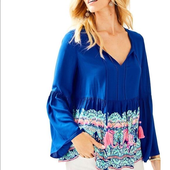 Lilly Pulitzer Kahli Peplum Babydoll Top - Picture 1 of 10